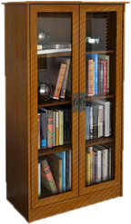 black 7 shelf book case wirh doors